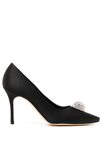 Manolo Blahnik Hangisi 90mm appliqué satin pumps - Schwarz