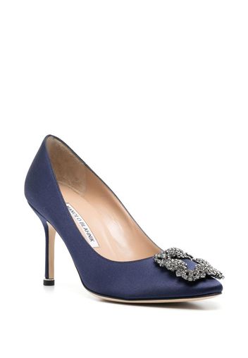 Manolo Blahnik Hangisi 90mm satin-finish pumps - Blau