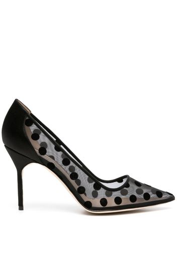 Manolo Blahnik 90mm polka-dot mesh pumps - Schwarz