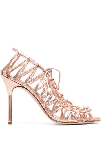 Manolo Blahnik metallic-effect lace-up sandals - Metallisch