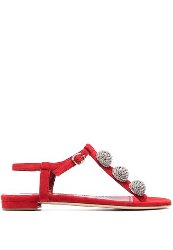 Manolo Blahnik crystal-embellished flat sandals - Rot