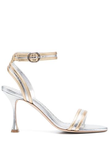 Manolo Blahnik Chongasa 90mm metallic leather sandals - Gold