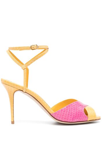 Manolo Blahnik Mumbi 95mm snakeskin-effect leather sandals - Gelb