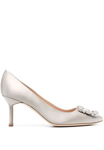 Manolo Blahnik Hangisi 70mm crystal-embellished pumps - Grau