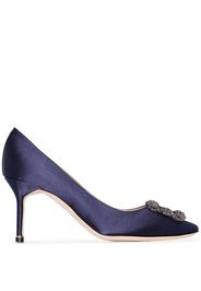 Manolo Blahnik 'Hangisi 70' Pumps aus Seidensatin - Blau