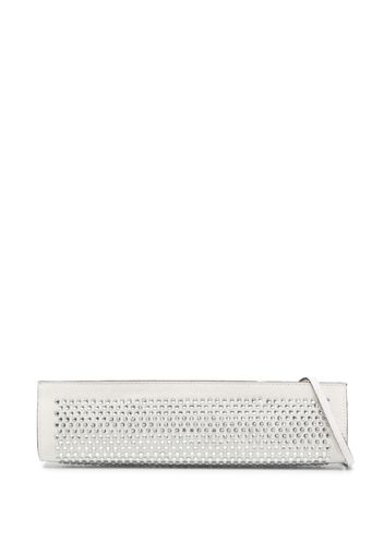 Manu Atelier crystal-embellished suede clutch - Nude