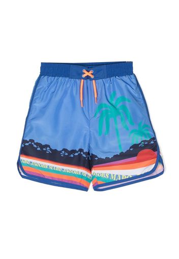 Marc Jacobs Kids illustration-print drawstring swim shorts - Blau