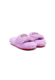 Marc Jacobs Kids logo-embroidered fuzzy slides - Violett