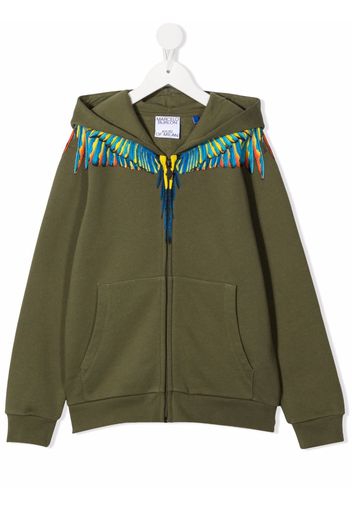 Marcelo Burlon County Of Milan Kids BIRDS WINGS HOODIE ZIP MILITARY BABY BLU - Grün