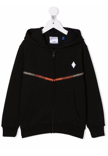 Marcelo Burlon County Of Milan Kids CROSS TAPE HOODIE ZIP BLACK WHITE - Schwarz