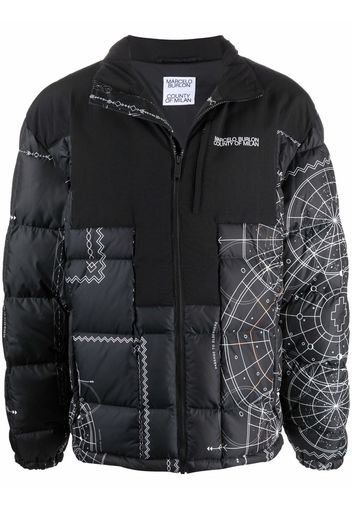 Marcelo Burlon County of Milan ALLOVER ASTRAL NYLON DOWN JKT BLACK ORAN - Schwarz