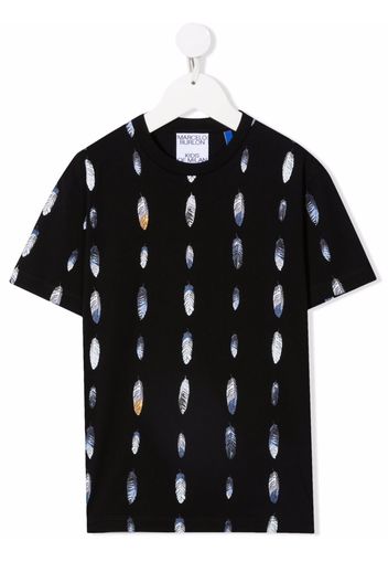 Marcelo Burlon County Of Milan Kids T-Shirt mit Feder-Print - Schwarz