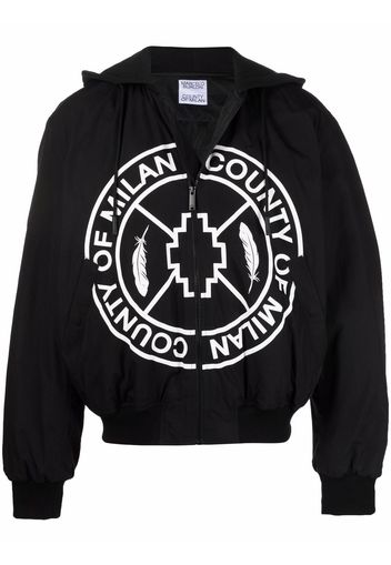 Marcelo Burlon County of Milan SKATE CROSS HOODIE BOMBER BLACK WHITE - Schwarz