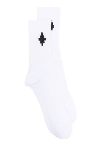 Marcelo Burlon County of Milan CROSS SIDEWAY SHORT SOCKS WHITE BLACK - Weiß