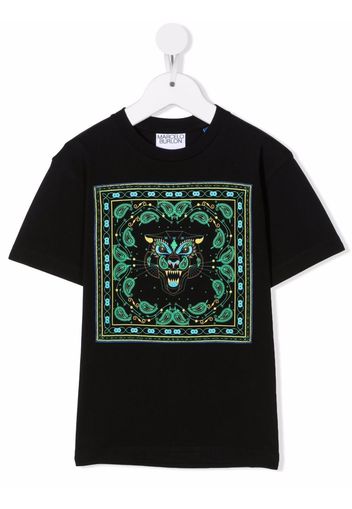 Marcelo Burlon County Of Milan Kids BANDANA TIGER T-SHIRT S/S BLACK GREEN - Schwarz