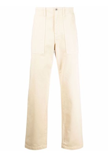 Marcelo Burlon County of Milan embroidered Cross straight-leg trousers - Nude
