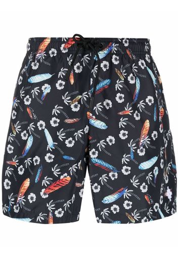 Marcelo Burlon County of Milan Badeshorts mit Blumen-Print - Schwarz