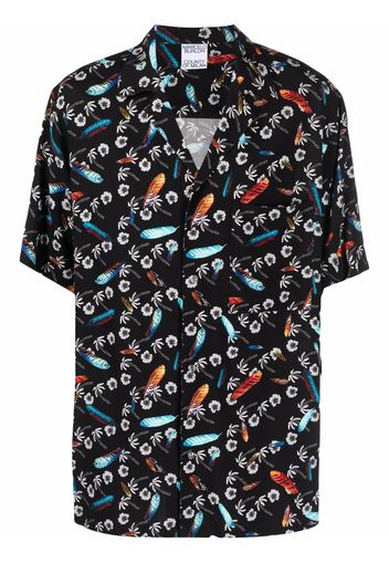 Marcelo Burlon County of Milan ALL OVER HAWAII SHIRT BLACK WHITE - Schwarz