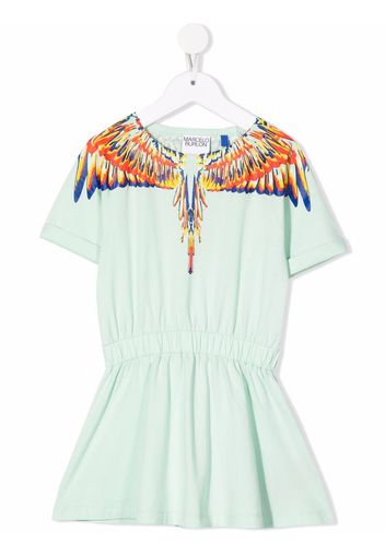 Marcelo Burlon County Of Milan Kids Wings-print elasticated waistband dress - Grün