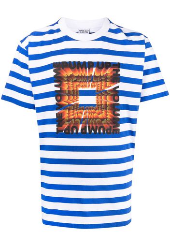 Marcelo Burlon County of Milan striped slogan-print T-shirt - Blau