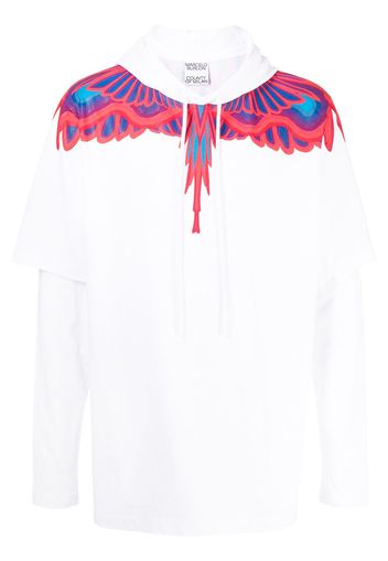 Marcelo Burlon County of Milan feather-print layered hoodie - Weiß