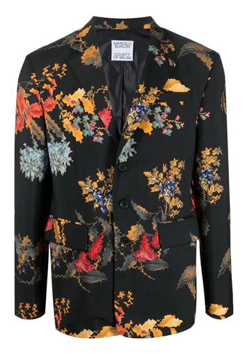 Marcelo Burlon County of Milan floral-print single-breasted blazer - Schwarz