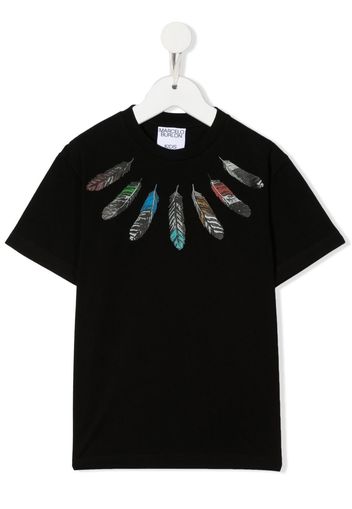 Marcelo Burlon County Of Milan Kids feather-print short-sleeve T-shirt - Schwarz