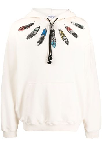 Marcelo Burlon County of Milan feather-print pullover hoodie - Nude
