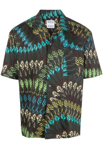 Marcelo Burlon County of Milan AOP feather short-sleeve shirt - Braun