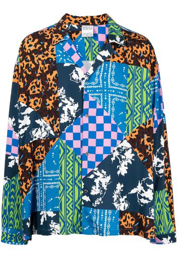 Marcelo Burlon County of Milan mix-print camp collar shirt - Blau