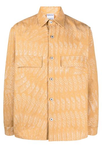 Marcelo Burlon County of Milan feather-print long-sleeve shirt - Nude