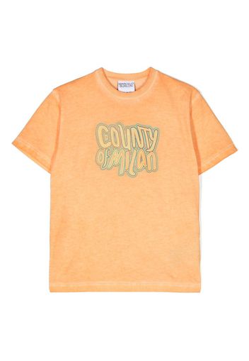 Marcelo Burlon County Of Milan Kids slogan-print cotton T-shirt - Orange