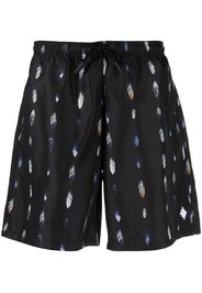 Marcelo Burlon County of Milan Badeshorts mit Feder-Print - Schwarz