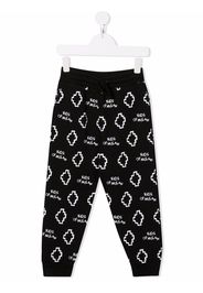 Marcelo Burlon County Of Milan Kids BASIC LOGO AOP SWEATPANT BLACK WHITE - Schwarz