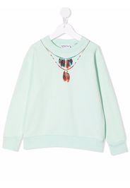Marcelo Burlon County Of Milan Kids feather necklace print sweatshirt - Grün