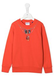 Marcelo Burlon County Of Milan Kids feather necklace-print sweatshirt - Rot