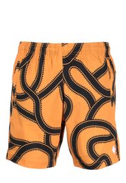 Marcelo Burlon County of Milan snake-print Cross-embroidered swim shorts - Orange