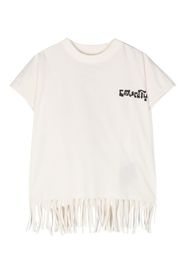 Marcelo Burlon County Of Milan Kids Sunset Cross fringed T-shirt - Nude