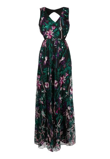 Marchesa Notte cut-out floral-embroidery gown - Schwarz