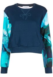 Marchesa Notte Sweatshirt mit semi-transparentem Einsatz - Blau