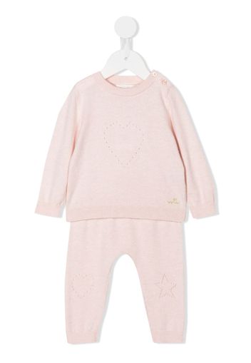 Marie-Chantal perforated-detail two-piece babygrow set - Rosa