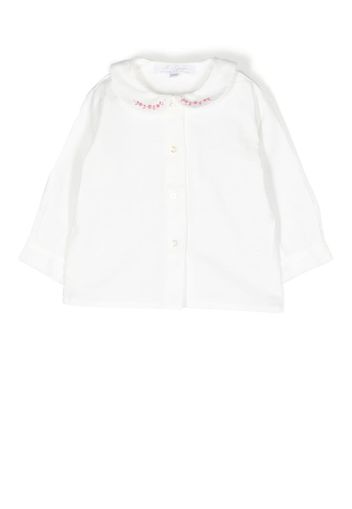 Mariella Ferrari floral-embroidered bib-collar shirt - Weiß