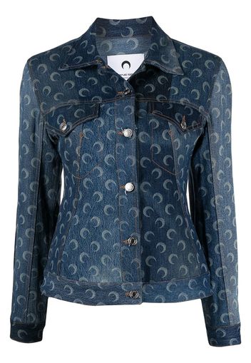 Marine Serre Jeansjacke mit Mond-Print - Blau