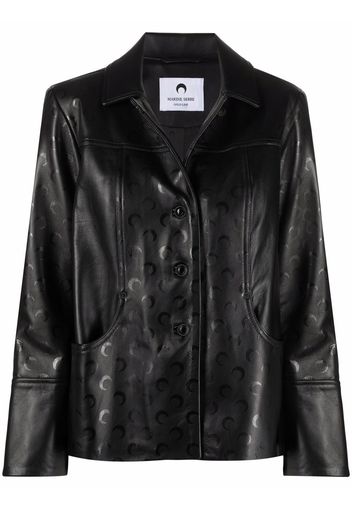 Marine Serre moon-print leather jacket - Schwarz