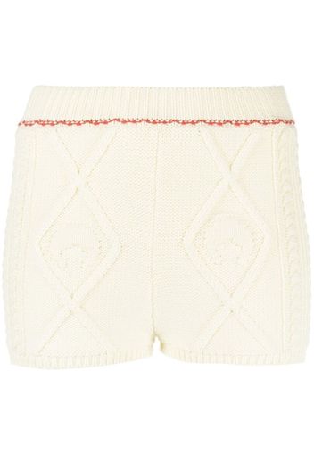 Marine Serre cable-knit wool shorts - Weiß