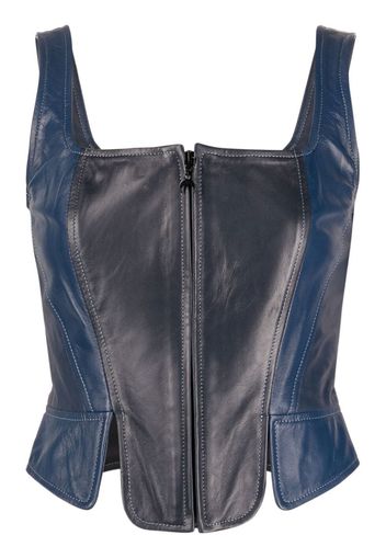 Marine Serre zip-front colour-block corset top - Blau