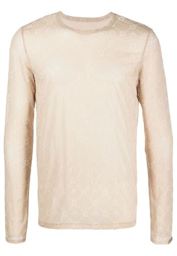 Marine Serre Langarmshirt mit Monogrammmuster - Nude