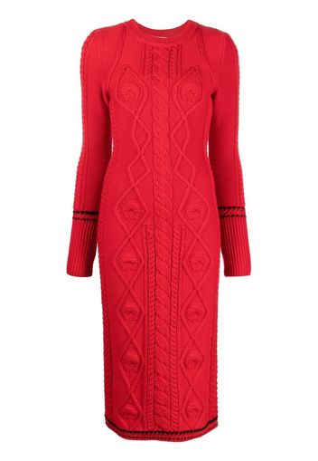 Marine Serre cable knit long-sleeve dress - Rot