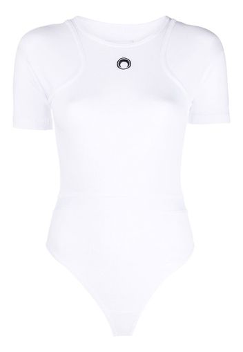 Marine Serre logo-print organic-cotton bodysuit - Weiß