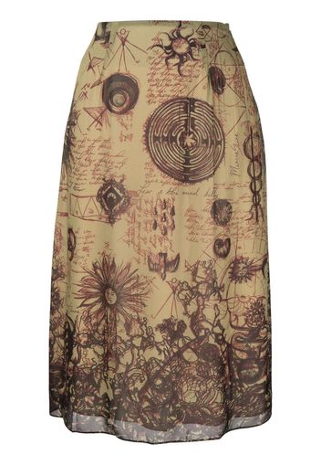 Marine Serre illustration-print midi skirt - Grün